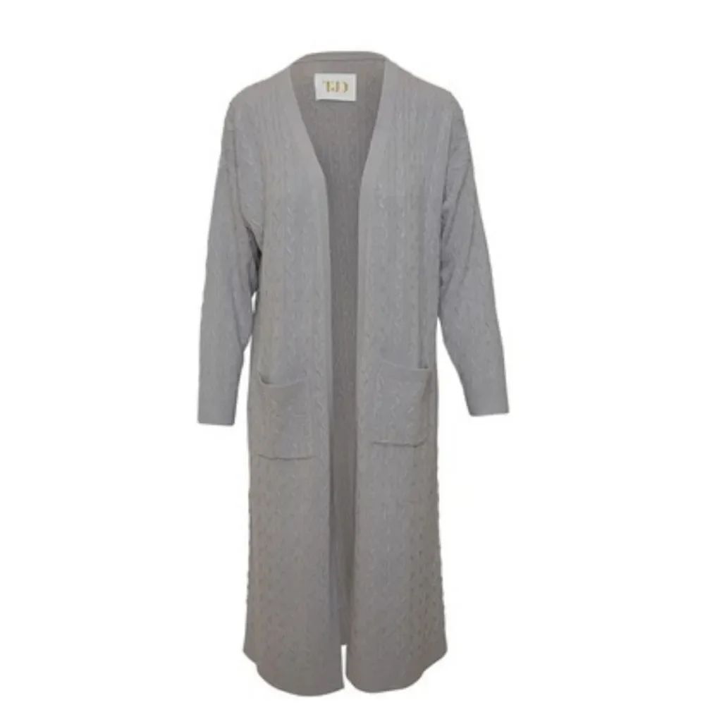 The Jetset Diaries Riena Gray Long Cardigan with Pockets Plus Size
